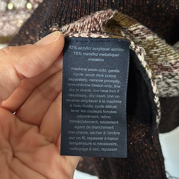 Tommy Hilfiger Womens Multicolor Sweater Plus Size 2X Studded Metallic Fair Isle - Picture 6 of 9